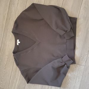 Agolde Dark Gray V-Neck Long Sleeve Top